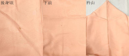 平和屋着物●上質な色無地 雲取り吉祥地紋 珊瑚色 正絹 逸品 CABB4220yc