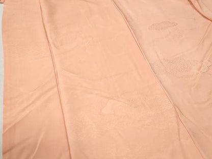 平和屋着物●上質な色無地 雲取り吉祥地紋 珊瑚色 正絹 逸品 CABB4220yc