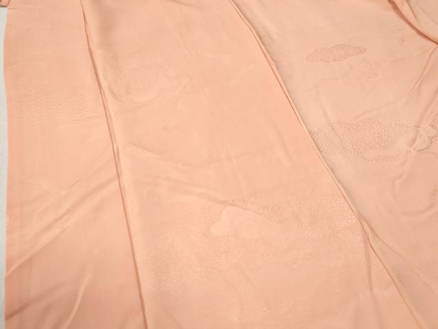 平和屋着物●上質な色無地 雲取り吉祥地紋 珊瑚色 正絹 逸品 CABB4220yc