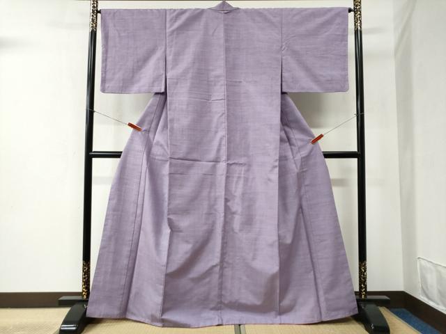 平和屋着物●結城紬 色無地 浅紫色 正絹 逸品 CABB4222yc