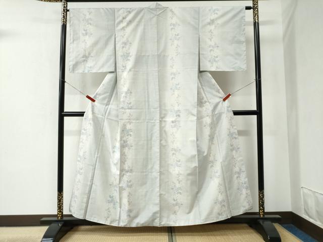 平和屋着物●本場大島紬 白大島 9マルキ 枝花文 正絹 逸品 未使用 CABB4223yc