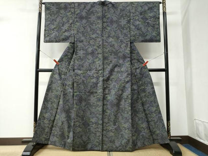 平和屋着物●本場大島紬 7マルキ 更紗草花文 正絹 逸品 CABB4224yc