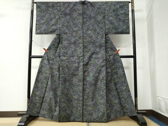 平和屋着物●本場大島紬 7マルキ 更紗草花文 正絹 逸品 CABB4224yc