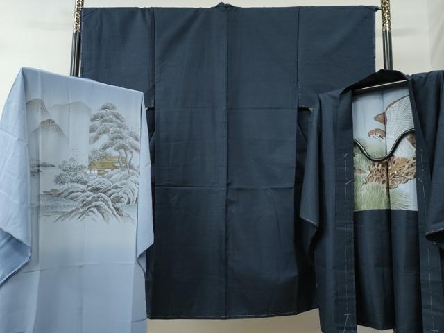 平和屋着物●男性　本場大島紬　アンサンブル・長襦袢セット　80亀甲　総詰め　正絹　逸品　未使用　CABE2469yc 平和屋着物○男性 本場大島紬 アンサンブル・長襦袢セット 80亀甲 総