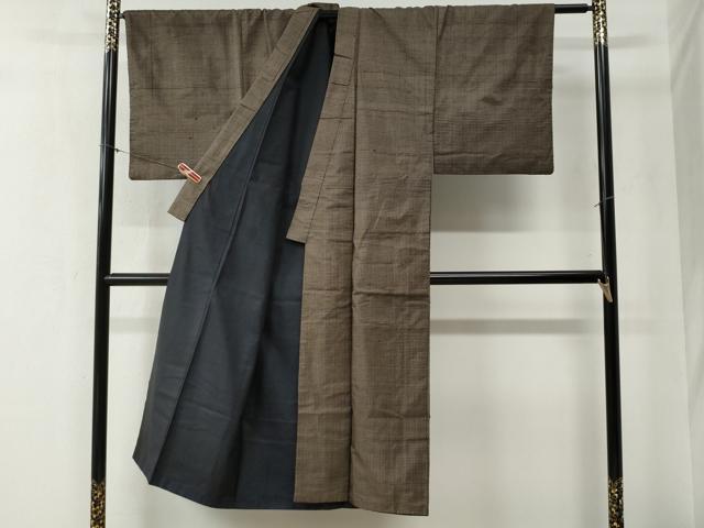 平和屋着物●男性　本場大島紬　アンサンブル　格子柄　正絹　逸品　CABB4233yc