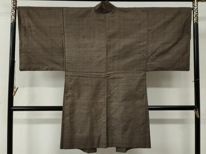 平和屋着物●男性　本場大島紬　アンサンブル　格子柄　正絹　逸品　CABB4233yc