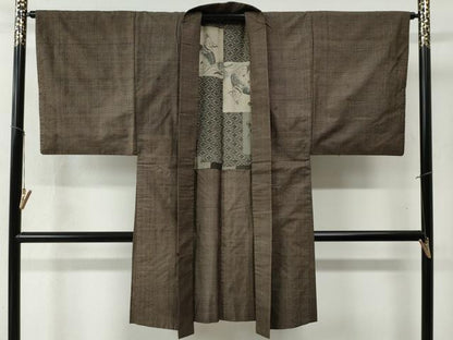 平和屋着物●男性　本場大島紬　アンサンブル　格子柄　正絹　逸品　CABB4233yc