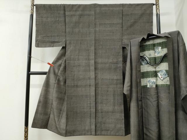 平和屋着物●男性　紬　アンサンブル　吉祥文　正絹　逸品　CABB4235yc