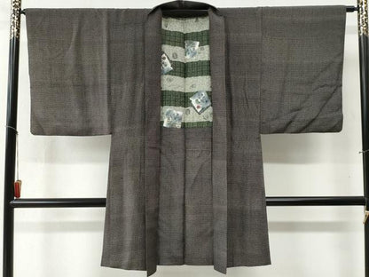 平和屋着物●男性　紬　アンサンブル　吉祥文　正絹　逸品　CABB4235yc