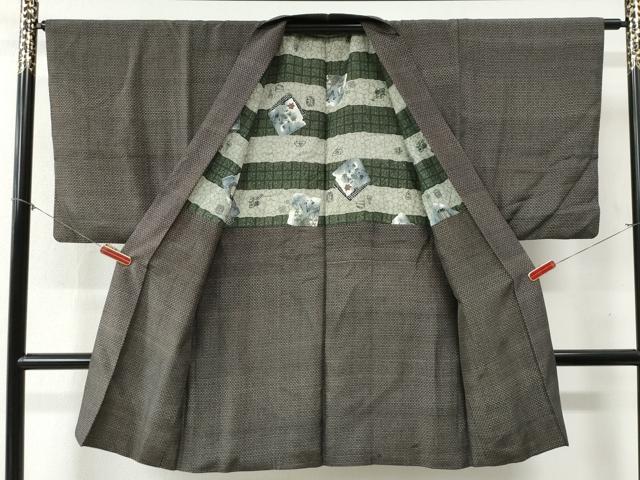 平和屋着物●男性　紬　アンサンブル　吉祥文　正絹　逸品　CABB4235yc