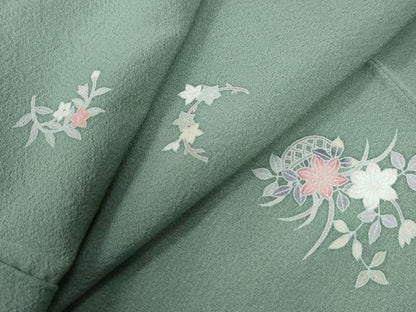 平和屋着物●上質な小紋　友禅　花籠文　正絹　逸品　CABB4245yc