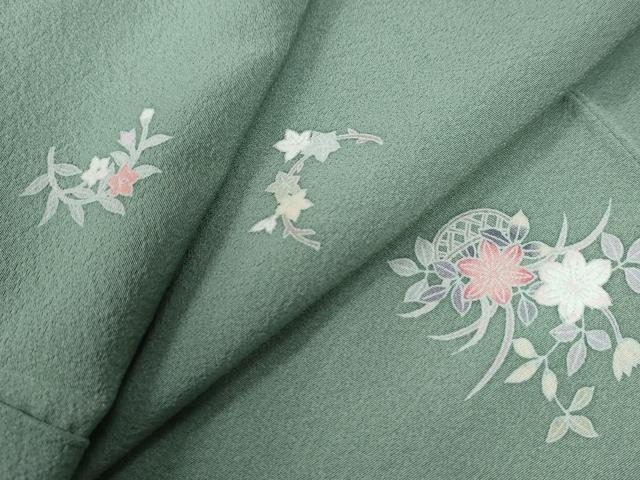 平和屋着物●上質な小紋　友禅　花籠文　正絹　逸品　CABB4245yc