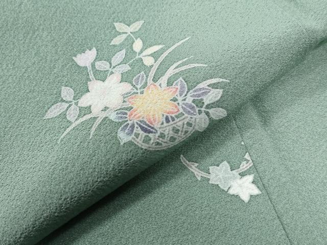 平和屋着物●上質な小紋　友禅　花籠文　正絹　逸品　CABB4245yc 平和屋着物○上質な小紋 友禅 花籠文 正絹 逸品 CABB4245yc