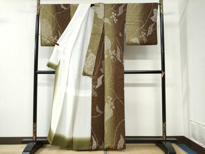 平和屋着物●上質な小紋　葡萄蔦の葉吉祥文　暈し染め　正絹　逸品　CABB4253yc