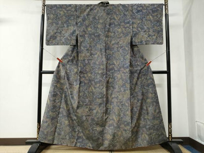 平和屋着物●上質な紬　草花文　正絹　逸品　CABB4262yc