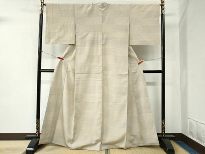 平和屋着物●本塩沢　縞　霞文　正絹　逸品　CABB4301yc