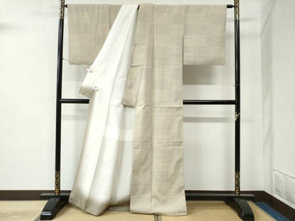 平和屋着物●本塩沢　縞　霞文　正絹　逸品　CABB4301yc