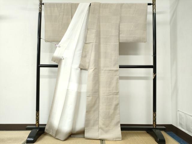 平和屋着物●本塩沢　縞　霞文　正絹　逸品　CABB4301yc
