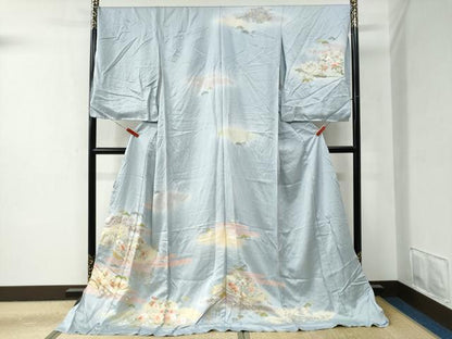 平和屋着物●訪問着　駒刺繍　エ霞雲取り籬花文　金彩　仮絵羽　正絹　逸品　未使用　CABB4306yc