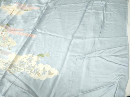 平和屋着物●訪問着　駒刺繍　エ霞雲取り籬花文　金彩　仮絵羽　正絹　逸品　未使用　CABB4306yc