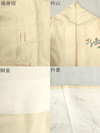 平和屋着物●訪問着　紬地　友禅　浜松風景花文　正絹　逸品　CABB4307yc
