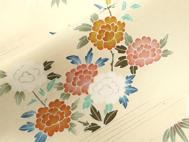 平和屋着物●訪問着　紬地　友禅　浜松風景花文　正絹　逸品　CABB4307yc