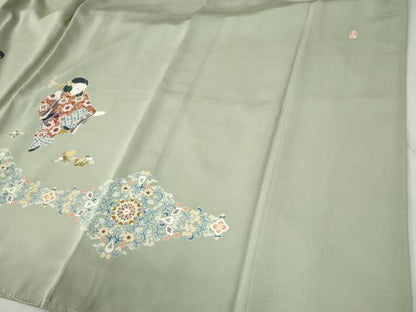平和屋着物●豪華色留袖　友禅　作家物　人物鳳凰花唐草文　正絹　逸品　未使用　CABB4310yc