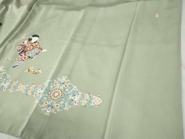 平和屋着物●豪華色留袖　友禅　作家物　人物鳳凰花唐草文　正絹　逸品　未使用　CABB4310yc