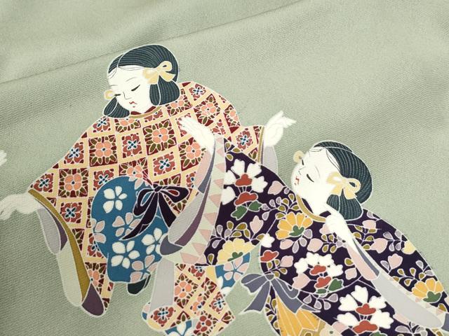 平和屋着物●豪華色留袖　友禅　作家物　人物鳳凰花唐草文　正絹　逸品　未使用　CABB4310yc
