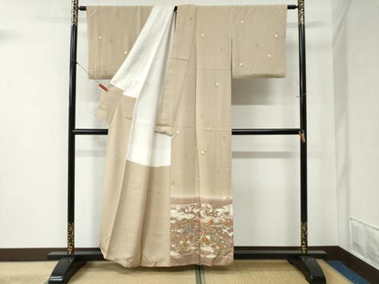 平和屋着物●訪問着　雲取り松竹梅花鳥文　暈し染め　金彩　正絹　逸品　CABB4311yc