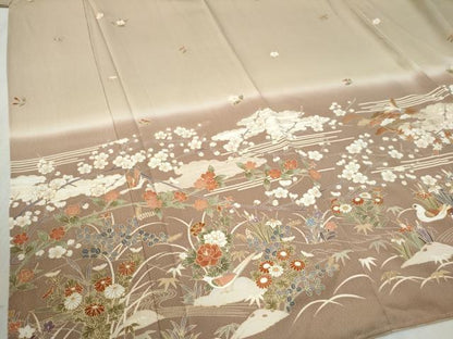 平和屋着物●訪問着　雲取り松竹梅花鳥文　暈し染め　金彩　正絹　逸品　CABB4311yc
