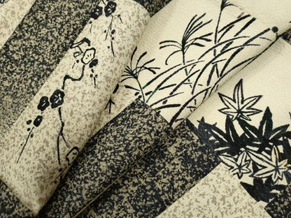 平和屋着物●上質な小紋　胴抜き仕立て　型染め　変わり市松枝花文　正絹　逸品　CABB4313yc
