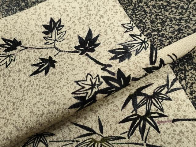 平和屋着物●上質な小紋　胴抜き仕立て　型染め　変わり市松枝花文　正絹　逸品　CABB4313yc