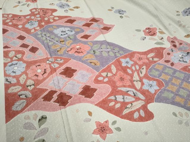 平和屋着物●訪問着　辻が花　手描き　絞り　正絹　逸品　未使用　CABB4315yc