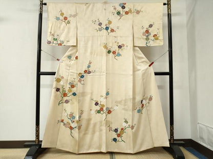 平和屋着物●創業460年・千總 訪問着 駒刺繍 枝梅文 金彩 高島屋扱い 正絹 逸品 CABB4316yc