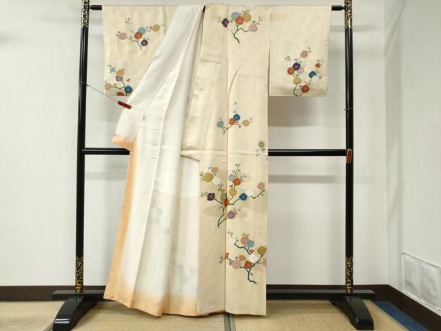 平和屋着物●創業460年・千總 訪問着 駒刺繍 枝梅文 金彩 高島屋扱い 正絹 逸品 CABB4316yc