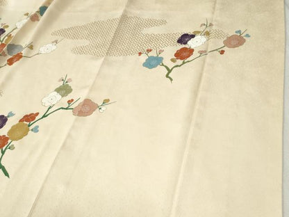 平和屋着物●創業460年・千總 訪問着 駒刺繍 枝梅文 金彩 高島屋扱い 正絹 逸品 CABB4316yc