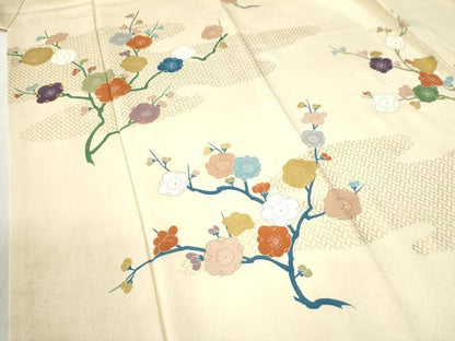 平和屋着物●創業460年・千總 訪問着 駒刺繍 枝梅文 金彩 高島屋扱い 正絹 逸品 CABB4316yc