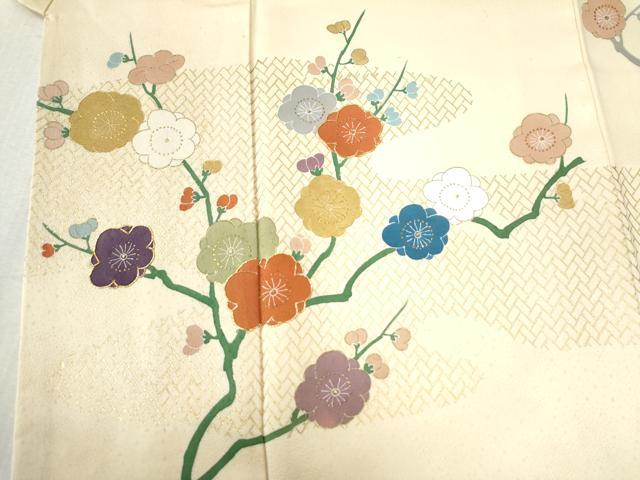 平和屋着物●創業460年・千總 訪問着 駒刺繍 枝梅文 金彩 高島屋扱い 正絹 逸品 CABB4316yc