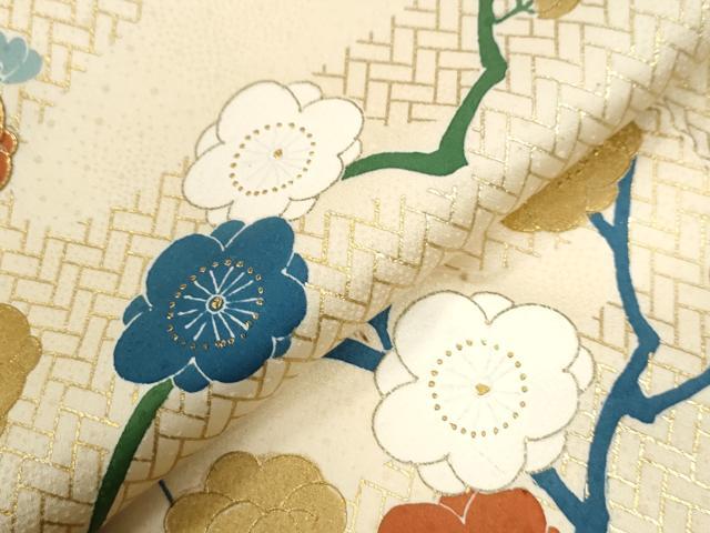 平和屋着物●創業460年・千總 訪問着 駒刺繍 枝梅文 金彩 高島屋扱い 正絹 逸品 CABB4316yc