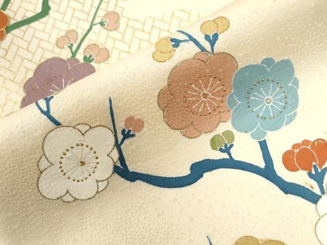 平和屋着物●創業460年・千總 訪問着 駒刺繍 枝梅文 金彩 高島屋扱い 正絹 逸品 CABB4316yc