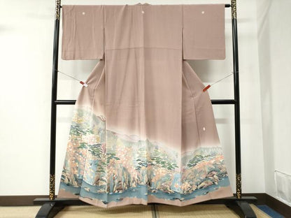 平和屋着物●豪華色留袖　友禅　作家物　遠山樹林松竹梅　暈し染め　正絹　逸品　CABB4317yc