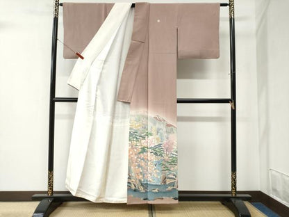 平和屋着物●豪華色留袖　友禅　作家物　遠山樹林松竹梅　暈し染め　正絹　逸品　CABB4317yc