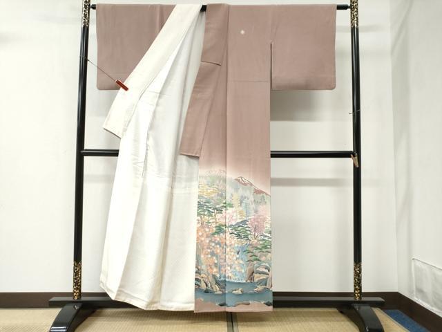 平和屋着物●豪華色留袖　友禅　作家物　遠山樹林松竹梅　暈し染め　正絹　逸品　CABB4317yc