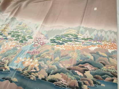 平和屋着物●豪華色留袖　友禅　作家物　遠山樹林松竹梅　暈し染め　正絹　逸品　CABB4317yc