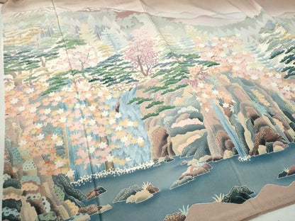 平和屋着物●豪華色留袖　友禅　作家物　遠山樹林松竹梅　暈し染め　正絹　逸品　CABB4317yc