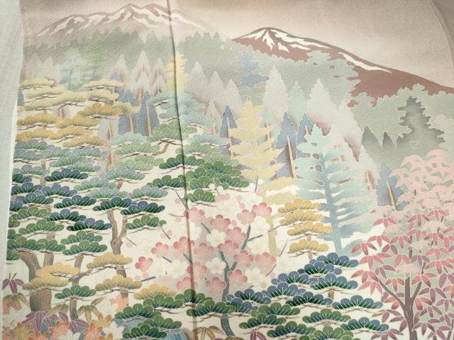 平和屋着物●豪華色留袖　友禅　作家物　遠山樹林松竹梅　暈し染め　正絹　逸品　CABB4317yc