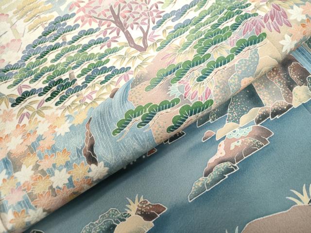 平和屋着物●豪華色留袖　友禅　作家物　遠山樹林松竹梅　暈し染め　正絹　逸品　CABB4317yc