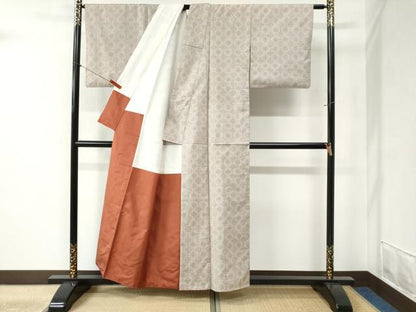 平和屋着物●本場大島紬 白大島 7マルキ 網目菱花文 正絹 逸品 CABB4318yc