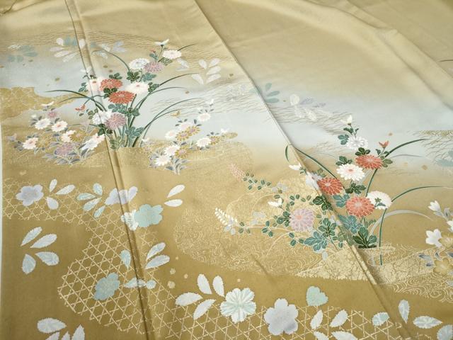 平和屋着物●訪問着　網目草花文　暈し染め　金彩　さが美扱い　ロング丈　正絹　逸品　CABB4322yc